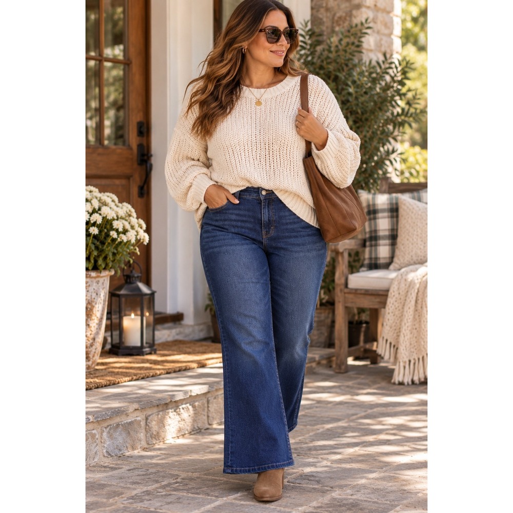 SPANX Pull On Comfort Flare Boho Casual Stretch Jeans Midnight 2X *Flaw At Hem